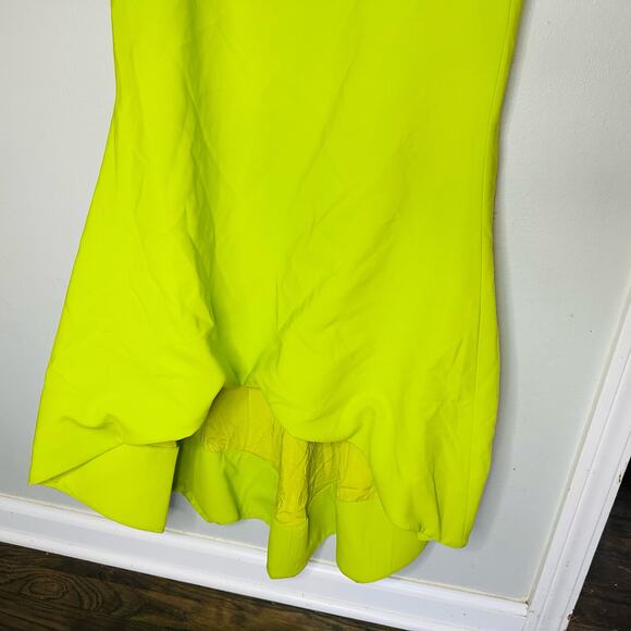 NWT CHRISTIAN SIRIANO Leopard Ties Neon Green Hi-Low Hemline Dress Size 10 - Picture 6 of 16